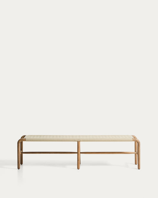 Alipa bench in FSC 100% solid acacia wood and ecru rope cord 180 cm