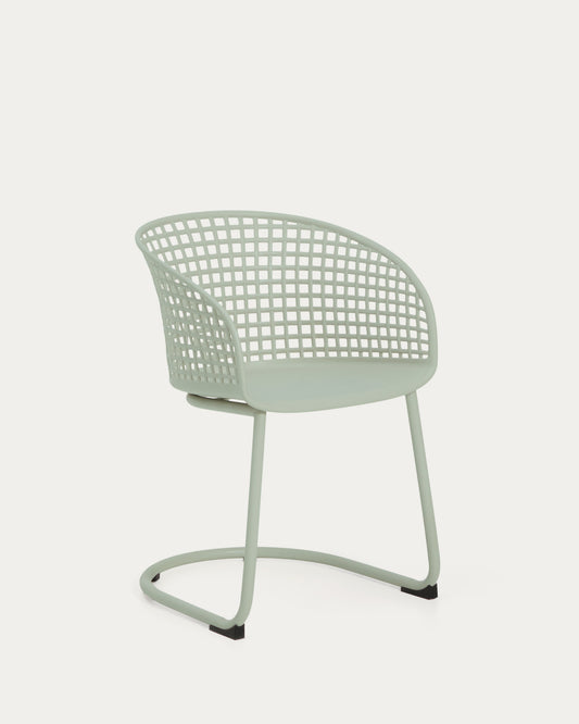 Tenaro green plastic outdoor chair with steel structure