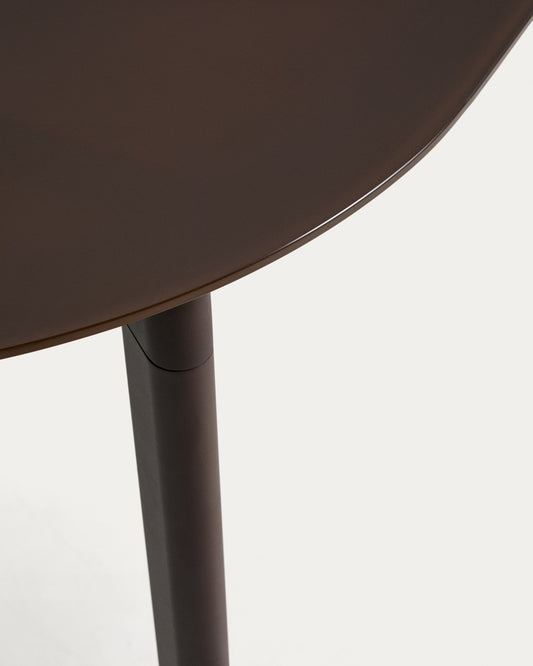 Erice oval table in aluminium and brown tempered glass 180 x 90 cm