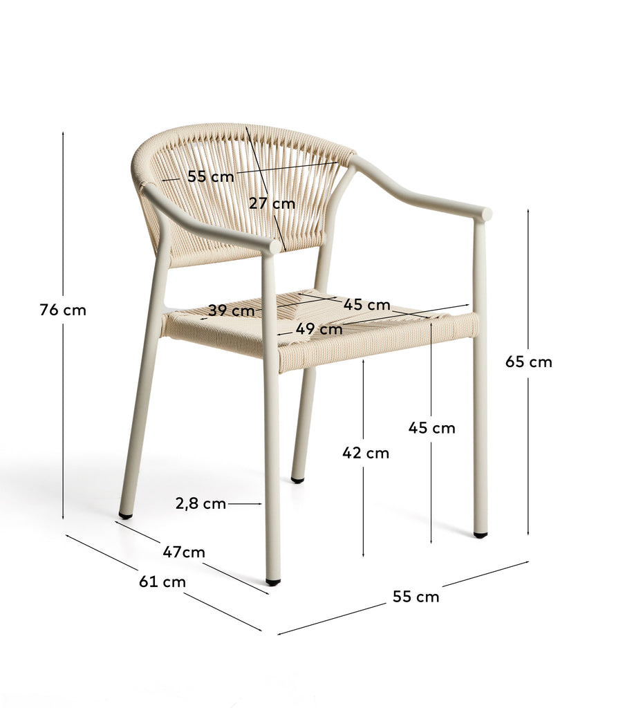 Livadia stackable outdoor chair in ecru aluminium