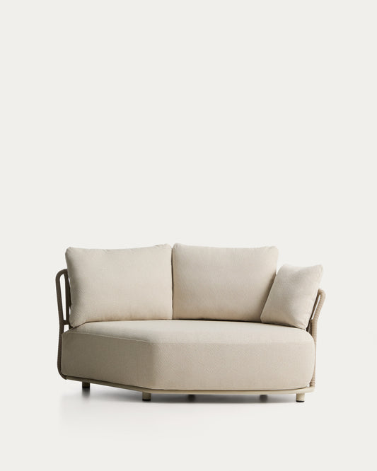 Osani curved module in ecru aluminium and taupe rope cord 167cm