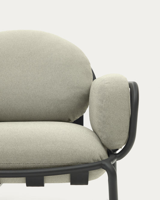 Joncols outdoor armchair with beige upholstery and aluminium with grey painted finish