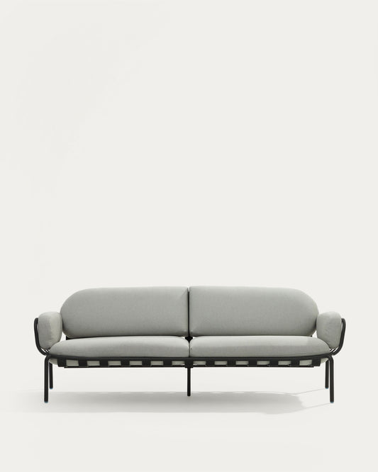 Joncols outdoor aluminium 3 seater sofa with powder coated grey finish, 224 cm