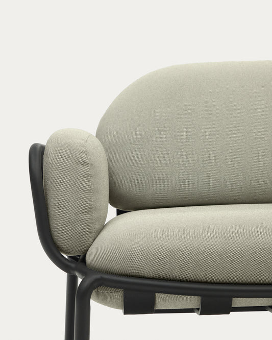 Joncols outdoor 3-seater sofa in aluminium with grey painted finish and beige cushions 224cm