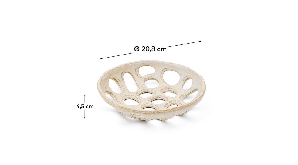 Zunel small beige ceramic fruit bowl