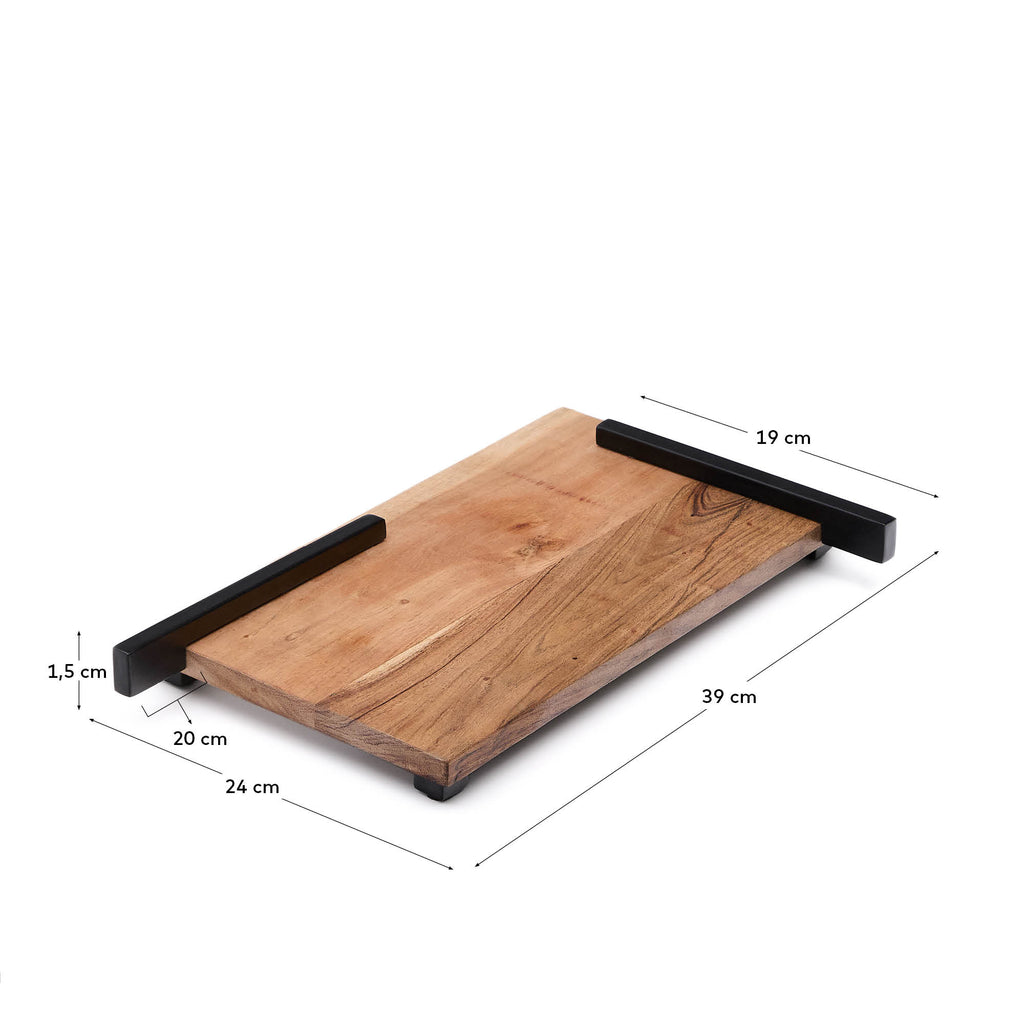 Vira serving board in acacia wood and black metal