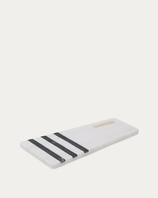 Nira large serving board in black and white marble