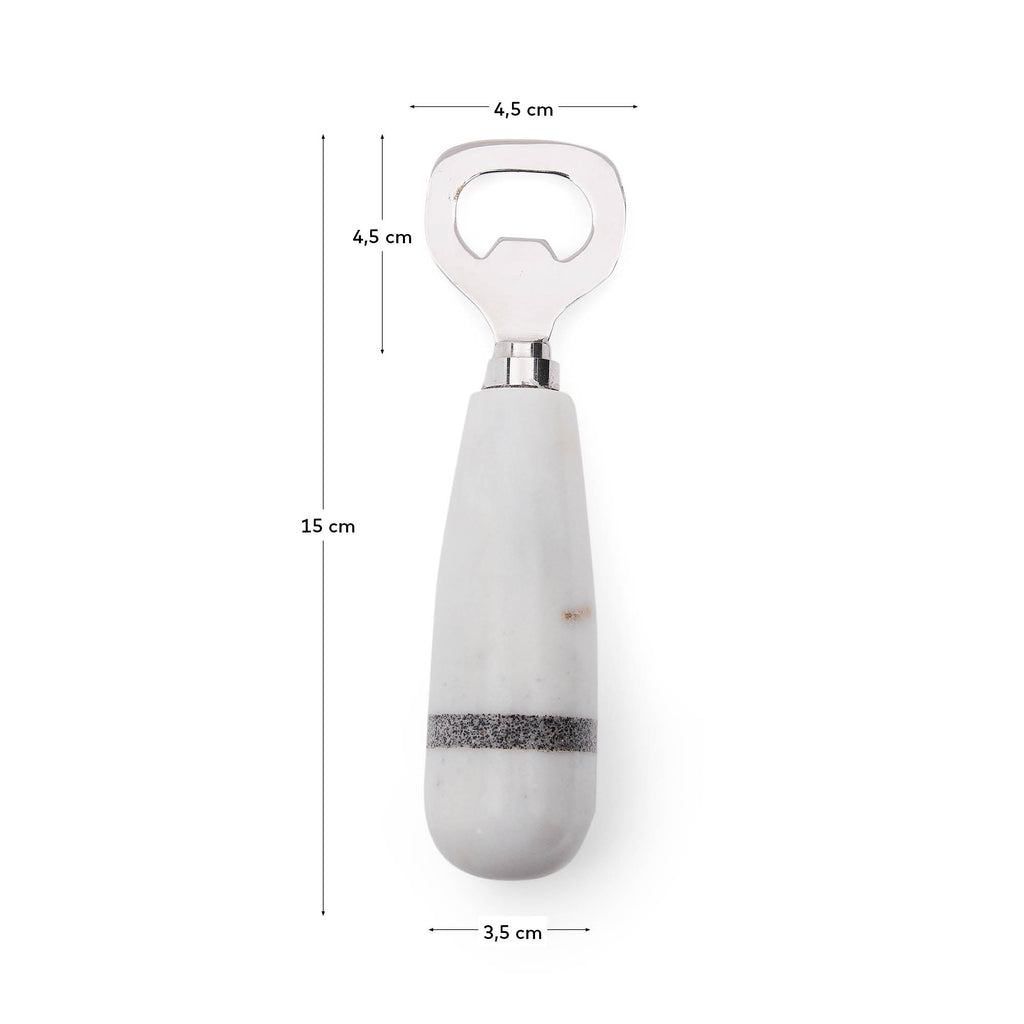Nira opener in black and white marble