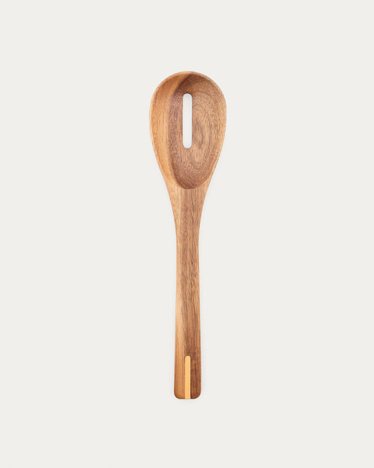 Zairin spoon with a hole in FSC 100% acacia wood and metal