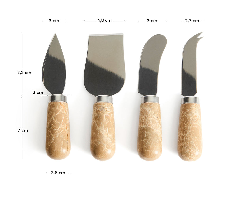 Adoma set of 4 cheese knives in marble and metal