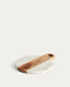 Nuvir serving board in white marble and solid acacia wood