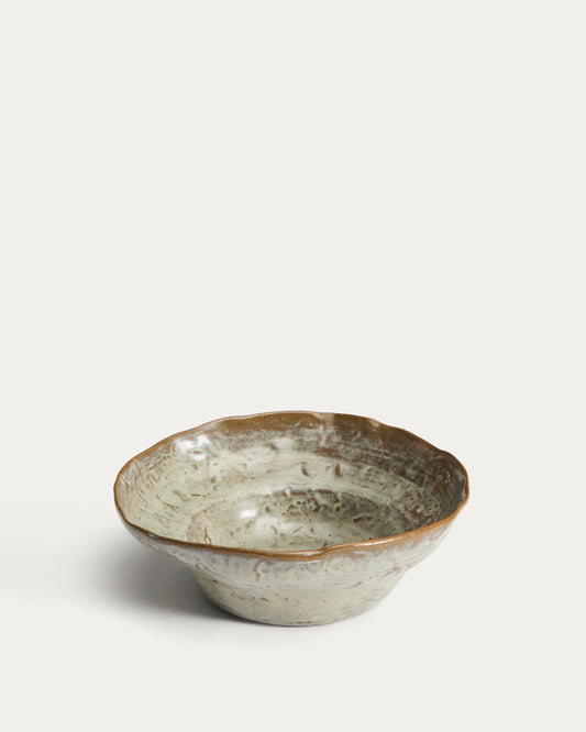 Alenia deep plate in brown ceramic