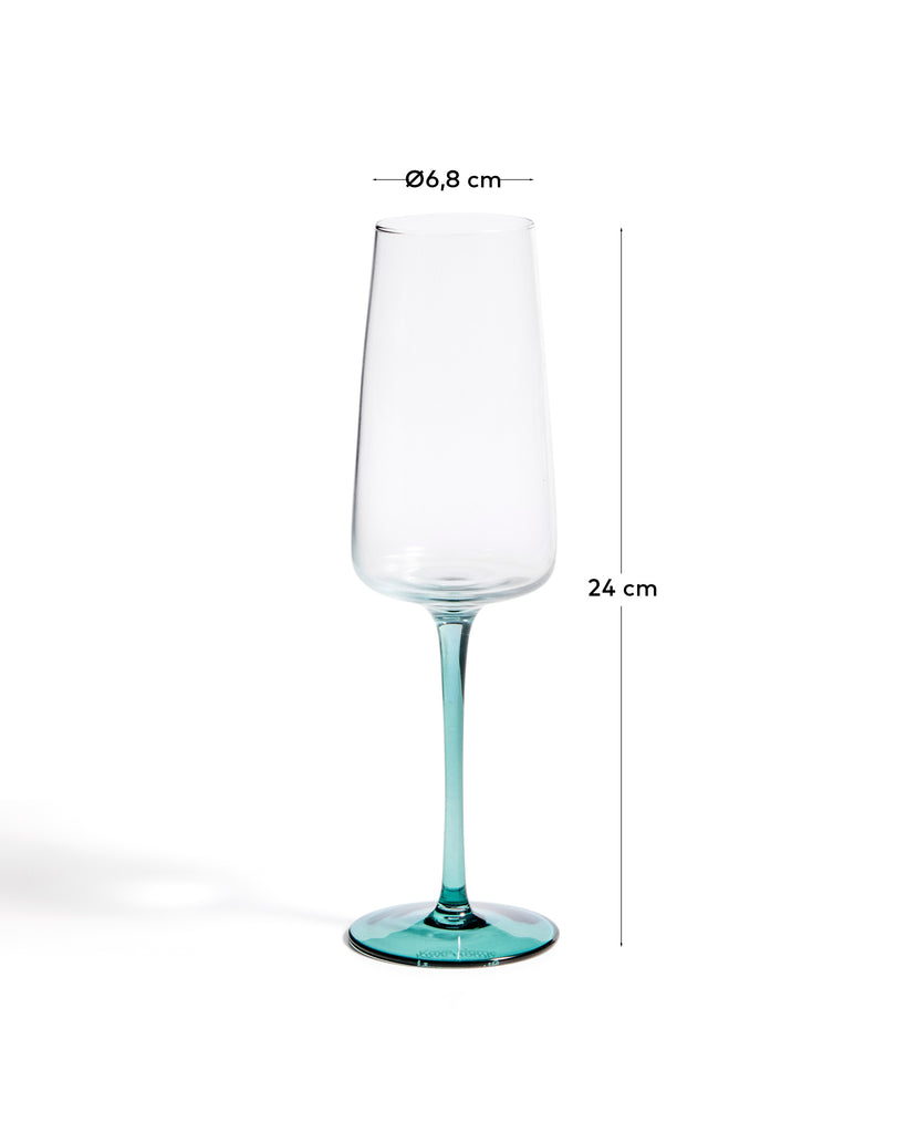 Irides clear champagne glass with blue detail, 31.5 cl