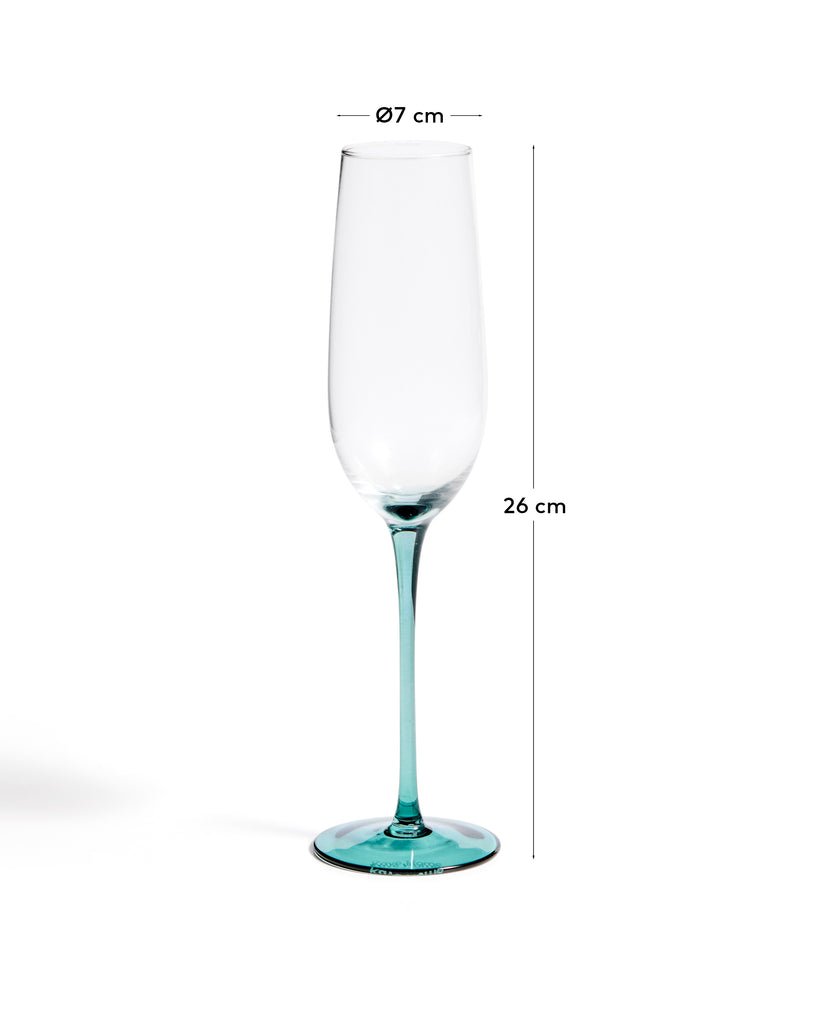 Irides clear champagne glass with blue detail, 24.5 cl
