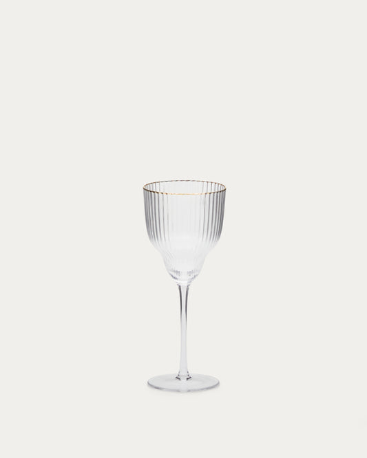 Ayan transparent wine glass, with a gold feature, 33 cl