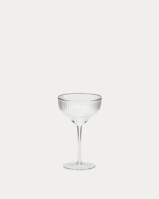 Ayan transparent champagne glass, with a gold feature, 28 cl