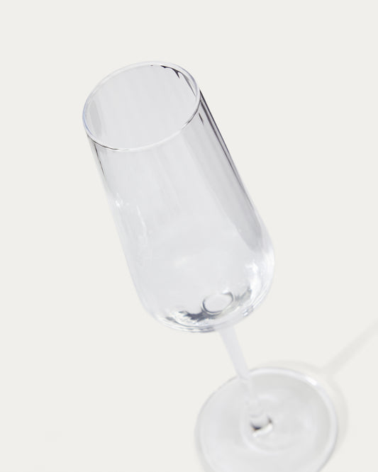 Mimba long champagne flute in transparent glass, 26 cl
