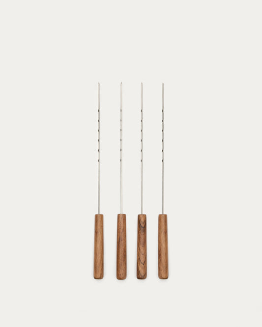 Set of 4 Idrom brochettes made of acacia wood and metal FSC 100%