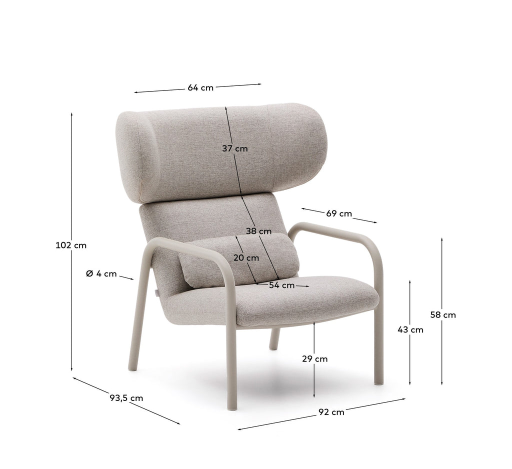 Inari armchair in beige and steel with beige painted finish FSC Mix Credit
