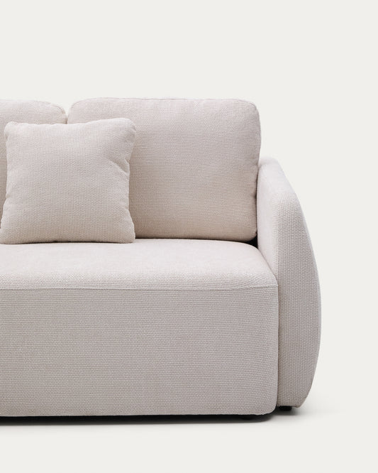 Laira 3-seater sofa bed in ecru chenille 218cm FSC Mix Credit