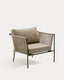 Zivia outdoor armchair in ecru rope cord and green galvanised steel