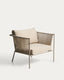 Zivia outdoor armchair in ecru rope cord and taupe galvanised steel