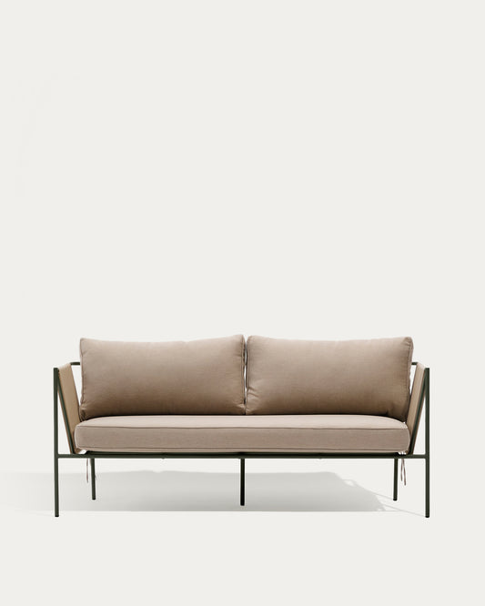 Zivia outdoor 2-seater sofa in ecru rope cord and green galvanised steel 178cm