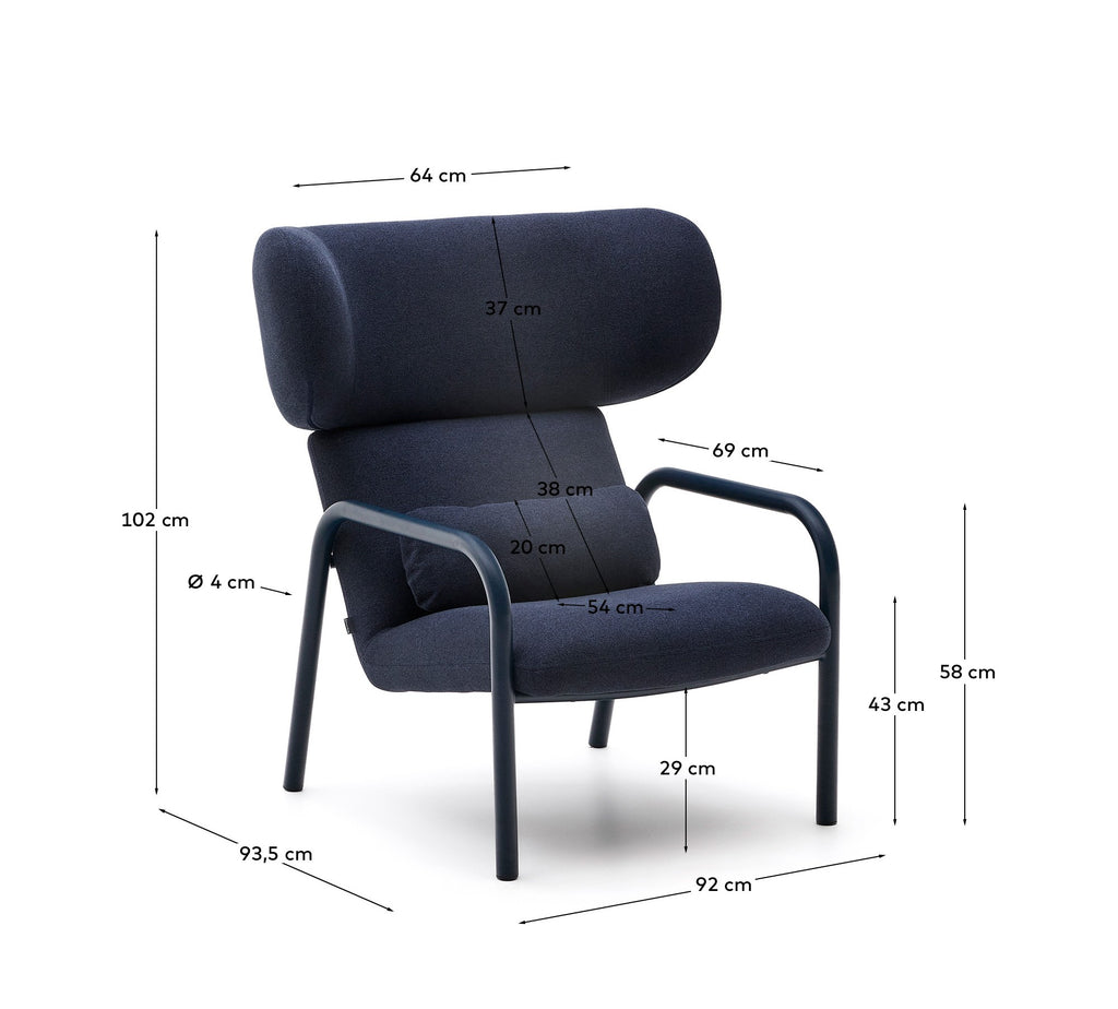 Inari armchair in blue with blue painted steel finish FSC Mix Credit