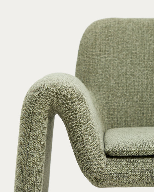 Melvia green chenille armchair