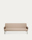 Amsen light brown 3-seater sofa in walnut plywood with brushed stainless steel legs 205cm