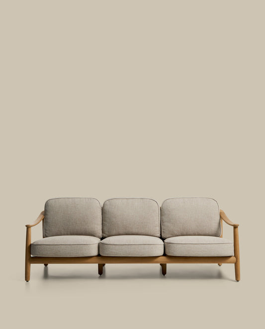 Elunda 3-seater outdoor sofa in solid teak wood FSC 100% 215cm