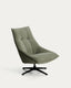 Dirala swivel armchair in green chenille and steel with black finish FSC 100%