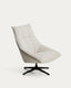 Dirala swivel armchair in beige chenille and steel with black finish FSC 100%