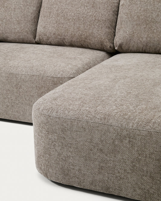 Laira 3-seater sofa bed with right chaise longue in taupe chenille 246cm FSC Mix Credit