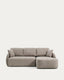 Laira 3-seater sofa bed with right chaise longue in taupe chenille 246cm FSC Mix Credit