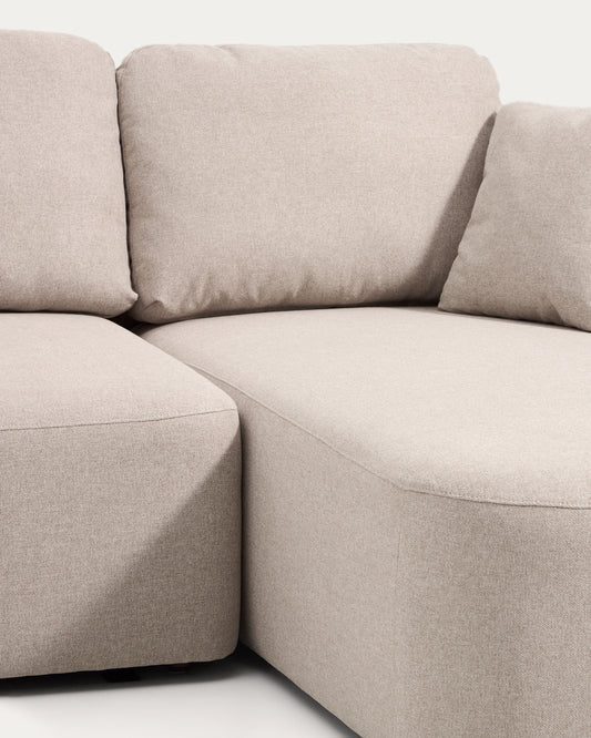Laira 3-seater sofa bed with right chaise longue in beige chenille 246cm FSC Mix Credit