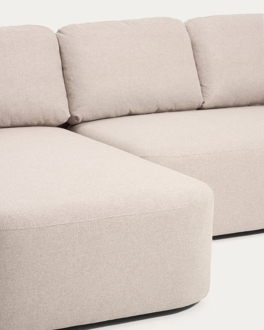 Laira 3-seater sofa bed with left chaise longue in beige chenille 246cm FSC Mix Credit