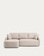 Laira 3-seater sofa bed with left chaise longue in beige chenille 246cm FSC Mix Credit