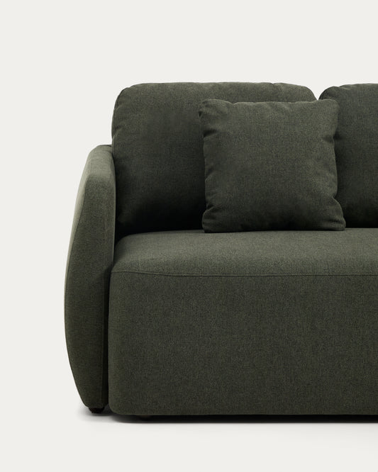 Laira 3-seater sofa bed in dark green chenille 218cm FSC Mix Credit