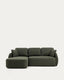 Laira 3-seater sofa bed with left chaise longue in dark green chenille 246cm FSC Mix Credit