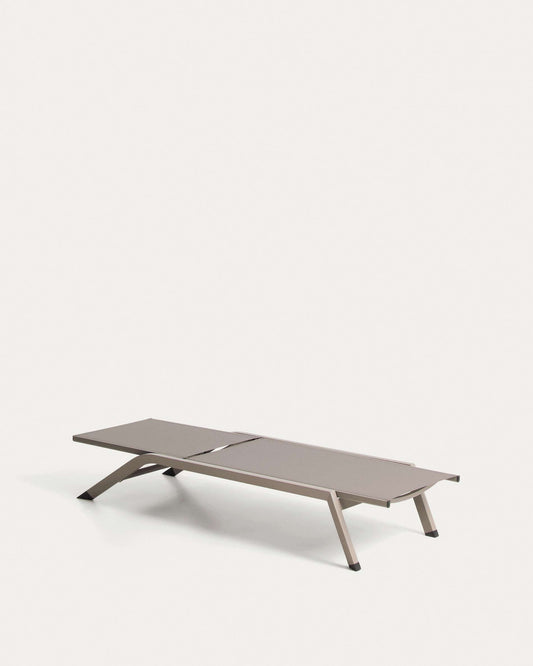 Stackable Capraia sun lounger in taupe aluminium with brown texteline