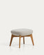 Adiran footrest in beige thick chenille with solid oak wood legs with a natural finish