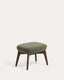 Adiran footrest in moss green thick chenille with solid oak wood legs with a walnut finish