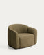 Corvena armchair in olive green chenille FSC Mix Credit 98 cm