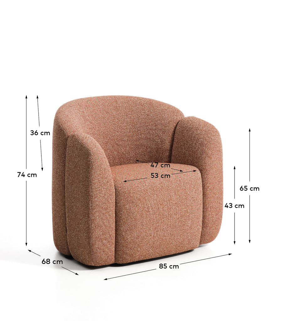 Corvena armchair in terracotta chenille FSC Mix Credit 85 cm