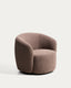 Odenia swivel armchair in brown micro bouclé
