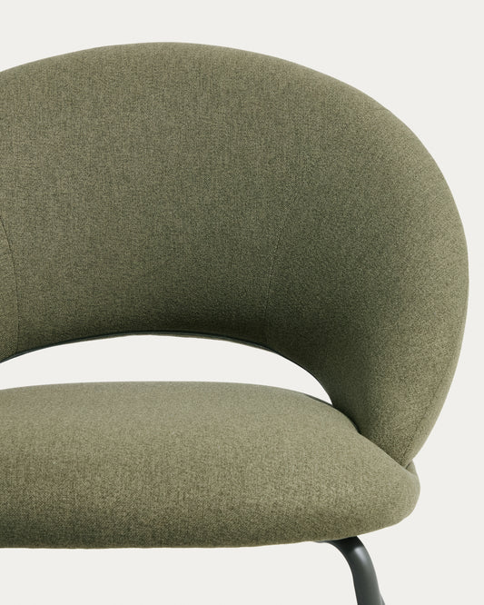 Bonali armchair in green chenille with green metal legs FSC Mix Credit