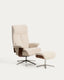 Toriel beige micro bouclé reclining swivel armchair with footrest and aluminium legs FSC Mix Credit