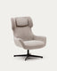 Zalina swivel armchair in beige chenille and steel with black finish FSC 100%