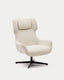 Zalina swivel armchair in white bouclé and steel with black finish FSC 100%